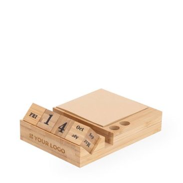 Soporte de móvil con calendario perpetuo en cubos y notas adhesivas