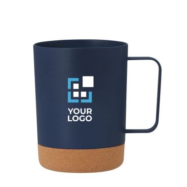 Taza de PP con detalle de corcho en la base y asa cuadrada 400ml
