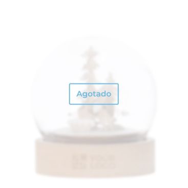 Bola iluminada con diseño navideño en el interior y base de madera vista principal - agotado