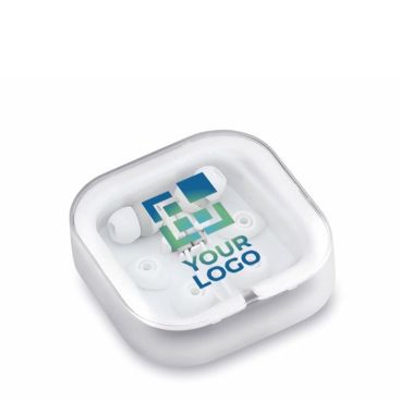 Auriculares en distintos colores con conexión jack en estuche blanco