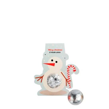 Bombón de chocolate con relleno de avellanas y soporte muñeco de nieve