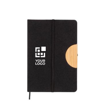 Libreta ecológica con tapa de RPET y soporte para móvil A5 hojas lisas color negro vista principal