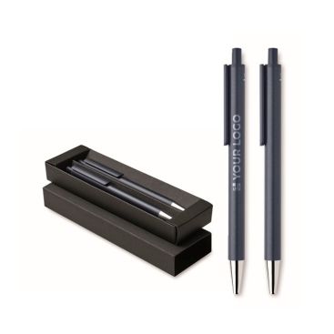 Caja con bolígrafo de tinta grafito y el otro tinta azul