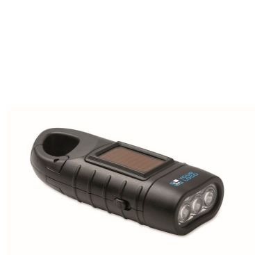 Linterna recargable por panel solar y por manivela dinamo