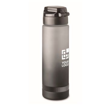 Botella antifugas de RPET con horario de consumo de agua 1L