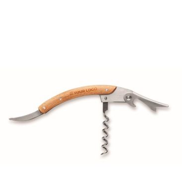 Navaja multiherramienta de acero inoxidable y carcasa de bambú