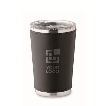Vaso de acero inoxidable con funda extraíble de piel sintética 350ml