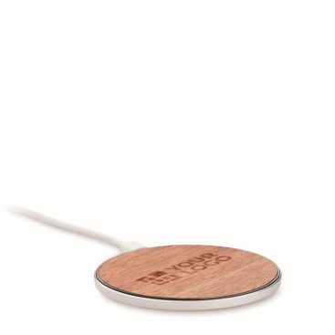 Cargador circular inalámbrico con detalle superior en nogal 15W