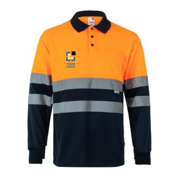 Polo de trabajo con manga larga de alta visibilidad 160 g/m2 
