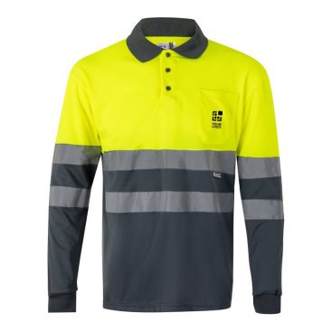 Polo laboral de manga larga fluorescente en poliéster 160 g/m2 
