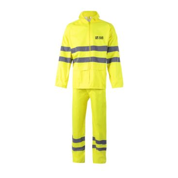 Traje de lluvia de poliéster para trabajar con reflectantes 130 g/m2 