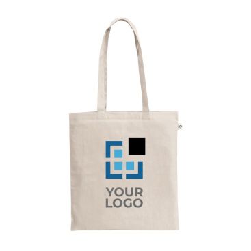 Bolsa natural de algodón reciclado y poliéster con asas 150 g/m2