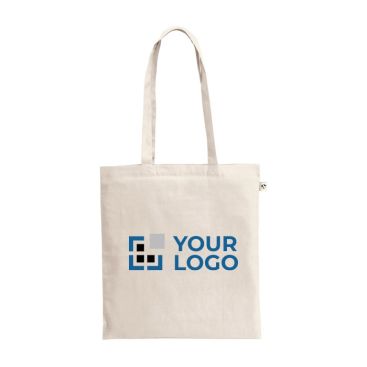 Bolsa de la compra de algodón reciclado con asas largas 140 g/m2