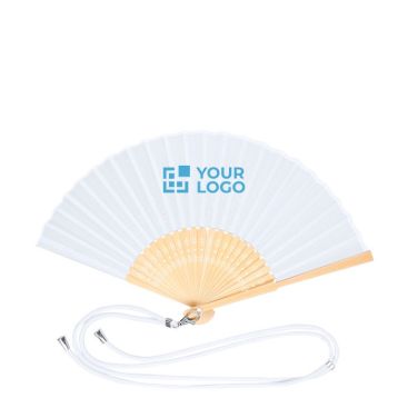 Abanico de poliéster y bambú con cordón a juego para transporte