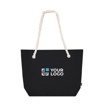 Bolsa de fieltro reciclado con asas de cordón de algodón y fuelle