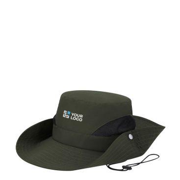 Gorro de poliéster estilo safari con cordón de transporte ajustable