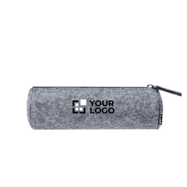 Estuche cilíndrico de fieltro RPET con cierre de cremallera