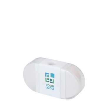 Sacapuntas con goma de borrar y tapas transparentes en lados