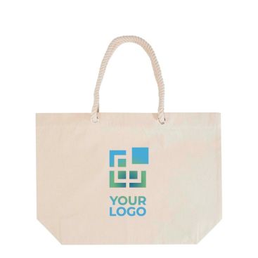 Bolsa de playa de algodón reciclado con asas de cuerda 270 g/m2