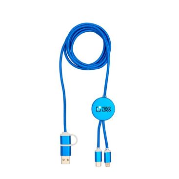 Cable de carga de plástico reciclado y aluminio que sincroniza 5 en 1