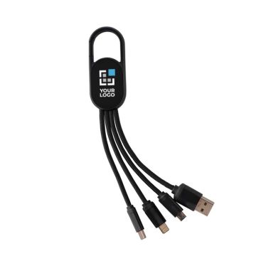Set de cables de carga 4 en 1 con mosquetón y logotipo iluminado