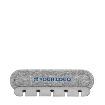 Organizador de cables con 5 ranuras con adhesivo BrandCharger color gris vista de impresión