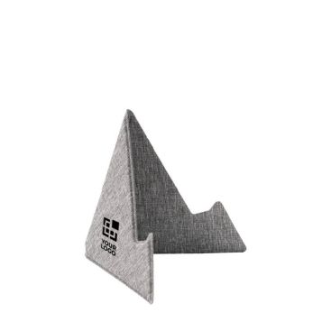 Soporte de RPET plegable para teléfono y tablet BrandCharger color gris vista de impresión