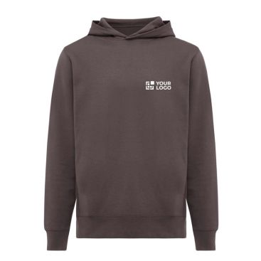 Sudadera unisex con capucha de algodón reciclado 280 g/m2 Iqoniq color plateado mate vista de impresión