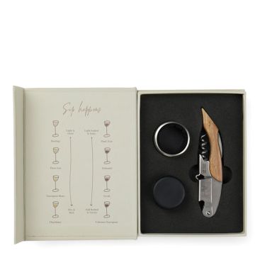 Set de vino con caja de regalo que asemeja un libro clásico