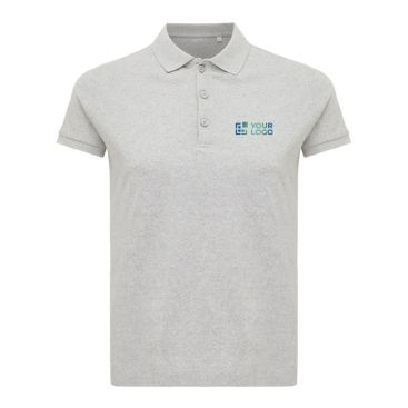 Polo piqué de algodón reciclado de mujer casual fit 220 g/m2 Iqoniq color gris claro vista de impresión