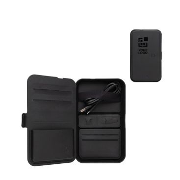 Estuche de viaje con materiales reciclados con carga 3 en 1