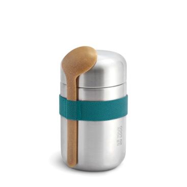 Frasco térmico de acero inoxidable con antigoteo Black+Blum 400ml color turquesa vista de impresión