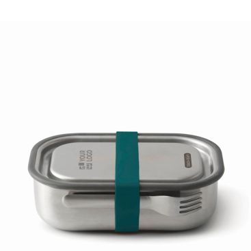 Fiambrera de acero inoxidable con cubierto y cinta Black+Blum 1 L color turquesa vista de impresión