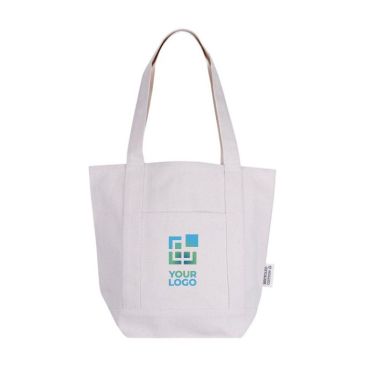 Bolsa de algodón reciclado con bolsillo exterior en un lado