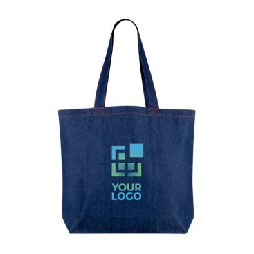 Bolsa de denim reciclado para personalizar de asas largas 280 g/m2 color azul vaquero vista principal