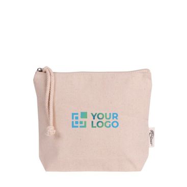 Neceser de algodón reciclado color natural con muñequera de cuerda