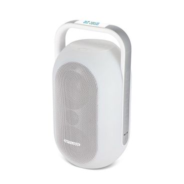 Altavoz blanco con luz ambiental multicolor y asa superior marca Muse