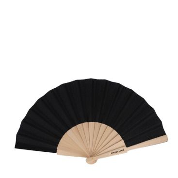 Abanicos personalizados de RPET en colores con mango de madera Abanicos personalizados de RPET en colores con mango de madera