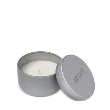Vela de cera vegetal en tarro de acero reciclado circular