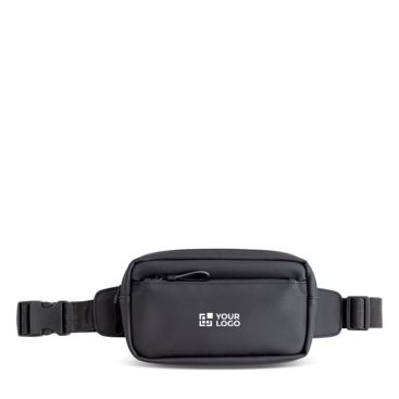 Riñonera de cuero sintético impermeable con dos compartimentos vista de impresión