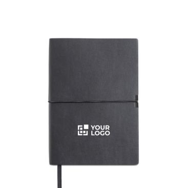 Bloc de cuero sintético con elástico horizontal A5 hojas a rayas