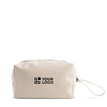 Neceser de cuero sintético con bolsillo principal con cremallera vista de impresión