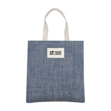 Bolsa de yute con asas de algodón y tejido con acabado zig-zag