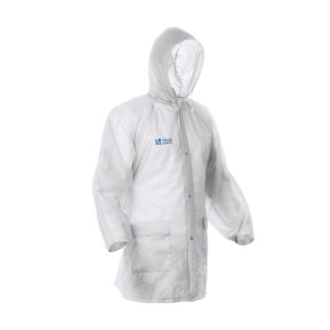 Chubasquero de acabados termosellados con cierre central y capucha
