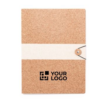 Carpeta con exterior de corcho para personalizar y cierre elástico