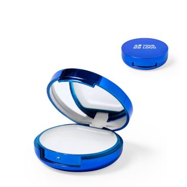 Bálsamo labial en estuche redondo de colores brillantes con espejo