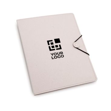 Carpeta de cartón reciclado con bloc de hojas a rayas dentro