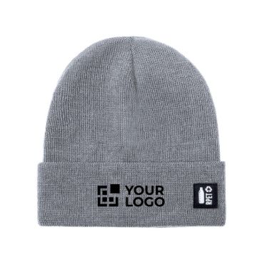 Gorro de punto en poliéster RPET con dobladillo en frontal vista principal