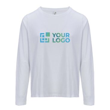 Camiseta de algodón semi peinado de manga larga y cuello redondo 