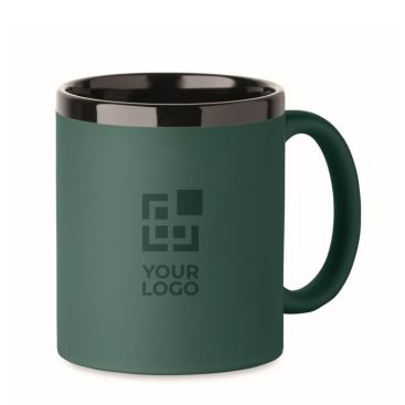 Taza de cerámica con revestimiento de tacto suave de colores 300ml color verde oscuro vista de impresión